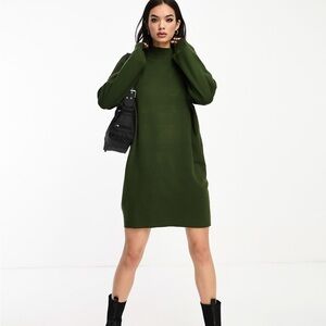 Vero Moda Nancy sz Small Rifle Green Funnel neck Sweater Dress NWT 1249116